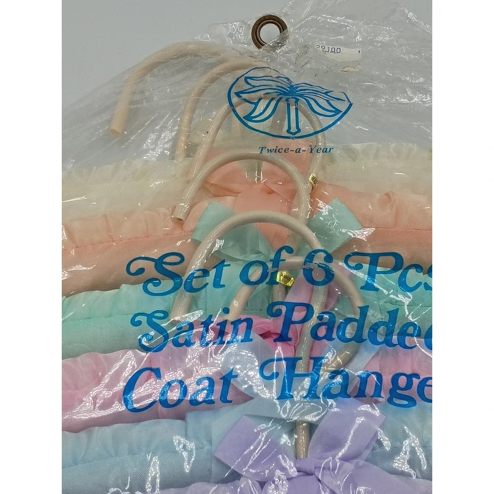 Twice-a-Year Satin Padded Hangers OS Multicolor New Vintage 1991 Pastel 6pc Set
